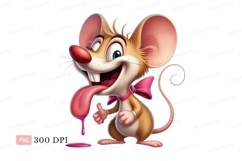 Cartoon mouse pink bow tongue Product Image 1