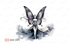 Ethereal butterfly fairy with flowing hair wings fantasy Product Image 1
