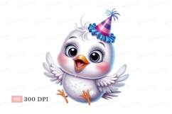 Adorable chick wearing party hat bird white Product Image 1