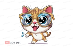 Cute cat wearing glasses kitten cartoon Product Image 1