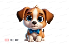 Adorable puppy wearing blue bow tie canine animal Product Image 1