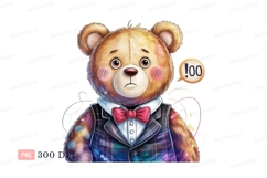 Sad teddy bear wearing suit bowtie Product Image 1