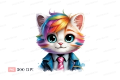 Colorful cat wearing a jacket and tie kitten animal Product Image 1