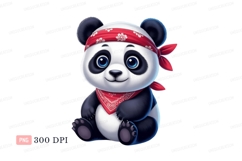 Cute panda wearing red bandana bear animal Product Image 1