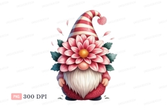Gnome with pink flower hat beard Product Image 1