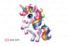 Rainbow mane unicorn with flowers tail horn Product Image 1
