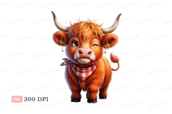 Fluffy orange cow winking with bandana image Product Image 1