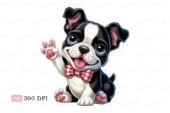 Cute dog waving hello puppy boston Product Image 1