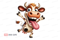 Cheerful spotted cow with tongue out cartoon Product Image 1