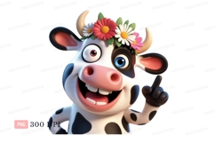Cheerful cow wearing flower crown cartoon Product Image 1