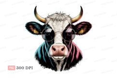 Hipster cow wearing round glasses animal Product Image 1