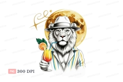 White lion with hat and cocktail moon Product Image 1