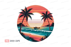 Sunset ocean palms boat ride image Product Image 1