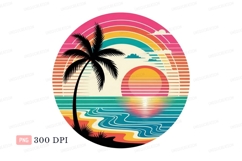 Tropical sunset ocean palm tree image Product Image 1