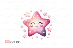 Smiling star with pink and purple gradient image Product Image 1