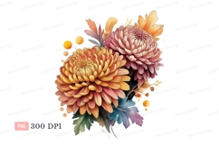Orange pink chrysanthemum bouquet flowers yellow Product Image 1