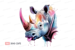Colorful rhino dripping paint rhinoceros animal Product Image 1