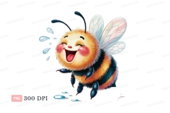 Happy laughing bee with water splashes insect yellow Product Image 1