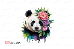 Panda adorned with vibrant floral crown bear flowers Product Image 1