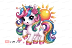 Cute unicorn with rainbow mane and tail stars Product Image 1