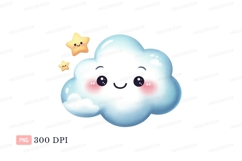 Happy cloud with smiling stars cute Product Image 1