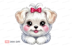 Fluffy white puppy with pink bow image Product Image 1