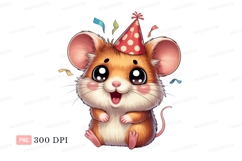 Cute hamster wearing party hat cartoon Product Image 1