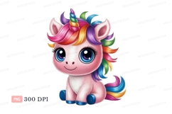 Cute pink unicorn with rainbow mane image Product Image 1