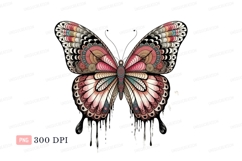 Ornate butterfly with dripping wings colorful pink Product Image 1