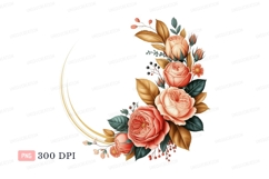Peach rose floral crescent clipart P N G bouquet Product Image 1