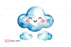 Happy blue cloud with rosy cheeks white pink Product Image 1