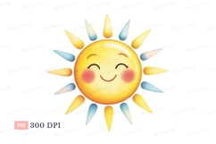 Smiling sun with colorful rays happy yellow Product Image 1