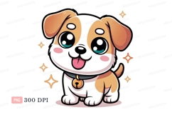 Adorable puppy with big eyes and tongue out cute cartoon Product Image 1