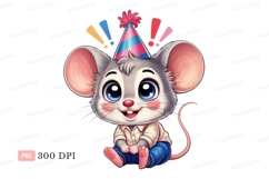 Cute mouse wearing party hat rodent animal Product Image 1