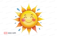 Happy smiling sun with water droplets image Product Image 1