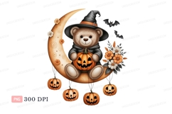 Teddy bear witch moon pumpkins image Product Image 1