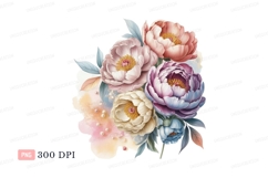 Pastel peonies watercolor bouquet flowers floral Product Image 1