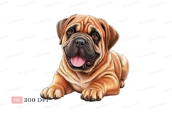 Wrinkled fawn dog with pink tongue brown black Product Image 1