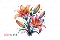 Colorful lilies with water droplets flowers pink Product Image 1