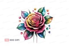 Vibrant rose with colorful leaves and berries flower Product Image 1