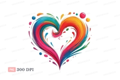 Colorful heart splash clipart P N G paint abstract Product Image 1