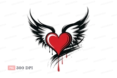 Red heart with black wings dripping image Product Image 1
