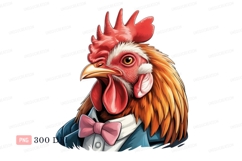 Rooster wearing suit and bow tie bird fowl Product Image 1