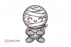 Cute mummy character with pink cheeks halloween cartoon Product Image 1