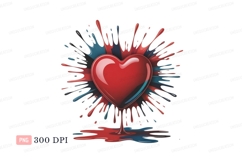 Red heart splash paint clipart P N G blue black Product Image 1