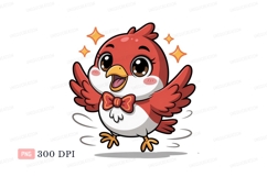 Cheerful red bird with bowtie white yellow Product Image 1