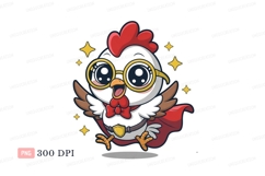 Cute chicken superhero with glasses and cape image Product Image 1