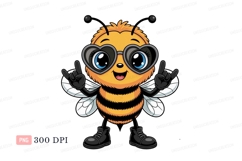 Cute bee wearing heart glasses and boots cartoon insect Product Image 1