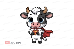Cute superhero cow wearing cape animal cartoon Product Image 1