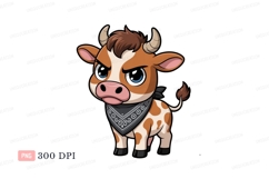Angry cartoon cow wearing bandana animal Product Image 1